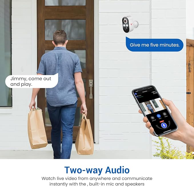 1080P Wireless Security Camera Outdoor/Indoor, Rechargeable Battery Powered, AI Detection, Color Night Vision, 2-Way Audio, Water Resistant, Wi-Fi