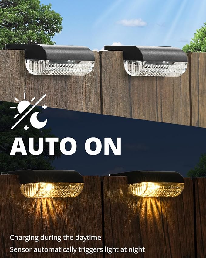 Solar Step Lights Outdoor, 12-Pack Solar Deck Lights for Stairs, Solar Fence Lights 3000K Warm White, Auto Dusk-to-Dawn, Weather Resistant Step Lights for Deck Railing Patio