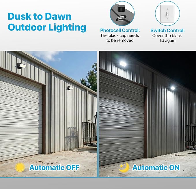 LED Wall Pack Light - 30W/40W/60W Dusk to Dawn Outdoor Lights Not Disturbing Neighbors - 𝟏𝟐𝟎𝐕 5000K IP65 Full Cut Off Down Lights with Photocell for House Yard Barn Garage Porch Warehouse - 2Pack