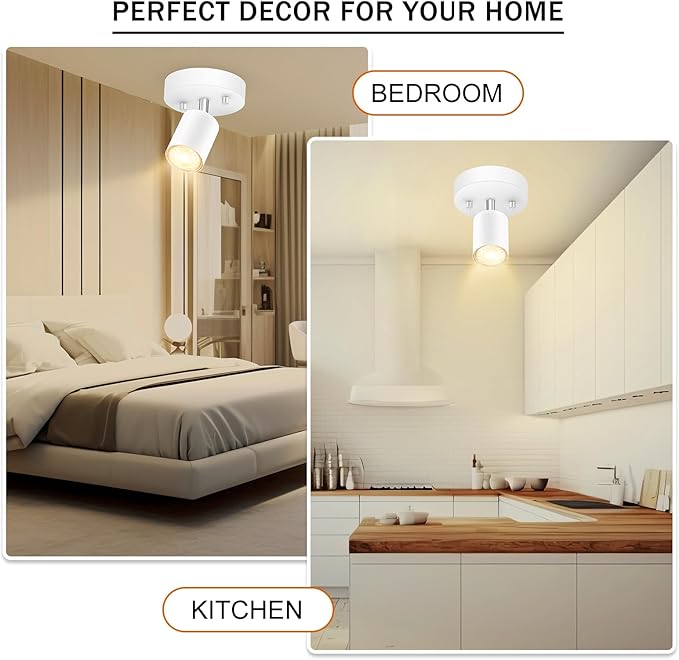 BoostArea LED Light Track Lighting Kit, Monopoint Sconce Adjustable Flush Mount Spot Light, Flexibly Rotatable Light Head for Kitchen, Living Room, Bedroom, GU10 Bulb Not Included, C0102