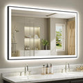 60x36 Inch LED Bathroom Mirror with Lights (Front Lit and Backlit) Black Framed Lighted Vanity Mirror for Bathroom Wall Dimmable Anti-Fog Memory Tempered Glass Horizontal/Vertical