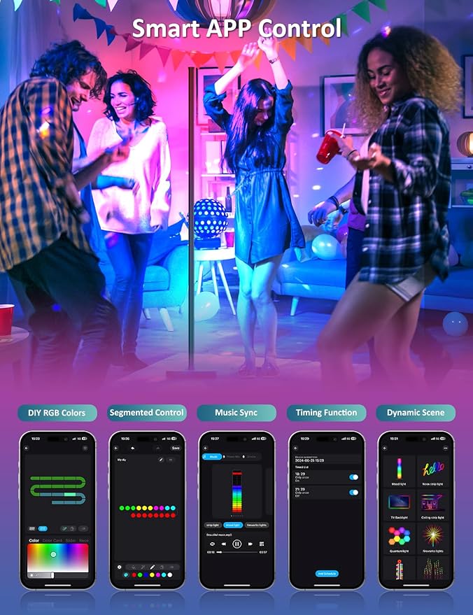 MIHEAL RGB Corner Floor Lamp, 57.5" Color Changing LED Corner Lamp with APP Control, Modern Standing Lamp with Music Sync and 16 Million DIY Colors, Heavy Base for Bedroom Living Room Gaming Room