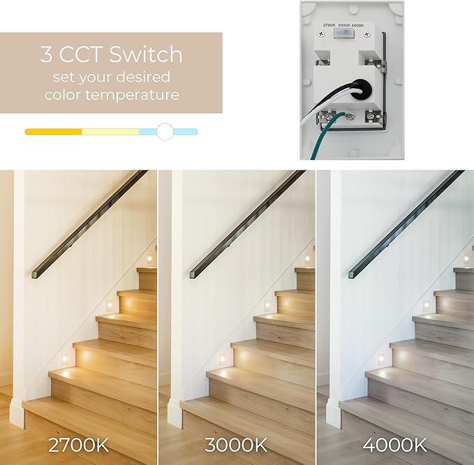 Builder Essentials Indoor or Outdoor 120V Input LED Step or Patio Deck Light Vertical Orientation with 3-CCT 2700K-3000K-4000K Selectability in White