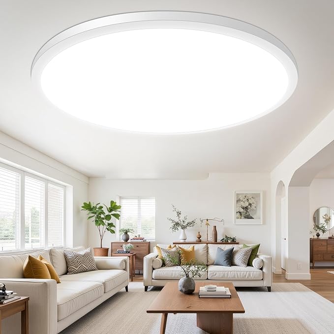 19 Inch Large Flush Mount Ceiling Light Fixture, 36W 4200Lm Dimmable Modern Recessed Ceiling Lamp, 5000K Daylight White Ultra Thin Low Profile Flat Ceiling Light for Kitchen Bedroom Hallway, 1-Pack