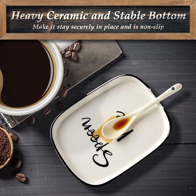 Ceramic Spoon Rest for Stove Top, Large Spoon Holder for Kitchen Counter, Coffee Spoon Rest, Heat-Resistant Cooking Utensil Rest, Modern Kitchen Decor, Set of 2