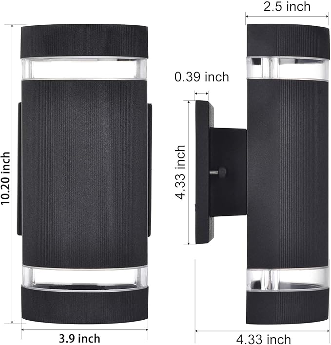 RGB Outdoor Wall Lights with RF Remote Control, Color Changing Porch Light, Up and Down Smart Wall Sconces with 2700k- 6500k RGB+CCT and 32 Modes-ETL Listed (2 Pack)