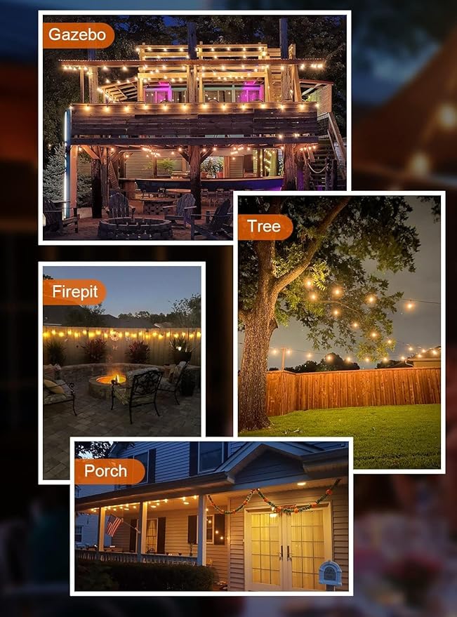 GPATIO Outdoor String Lights, 100FT ST38 Bulbs Shatterproof Patio Lights, Waterproof Dimmable Outside Hanging Light, Connectable LED Outdoor Lights for Backyard, Porch, Party, Garden, Home Decor