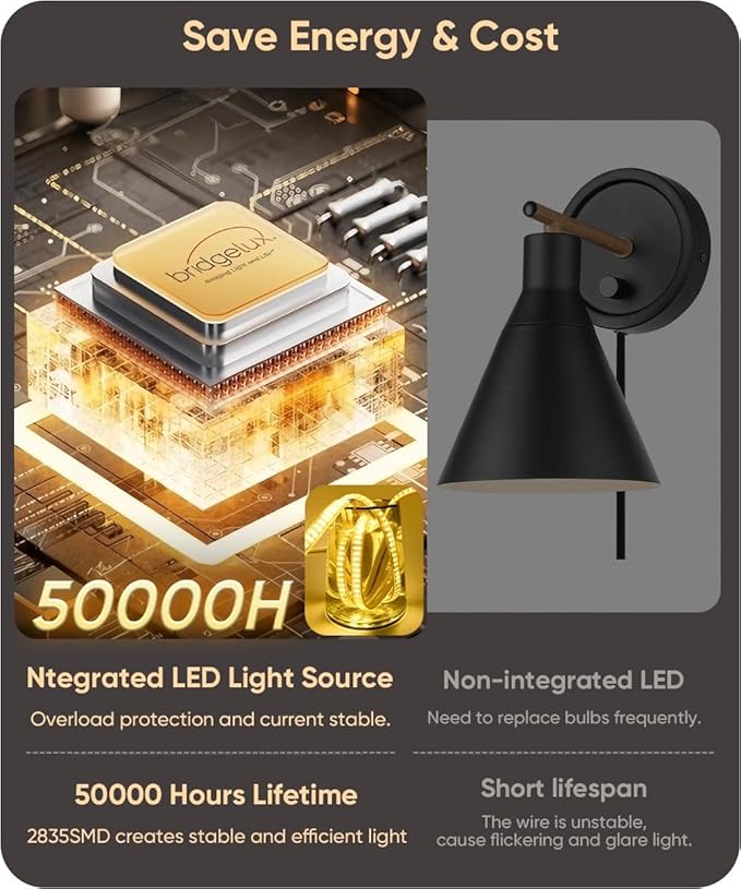 Tipace Hardwired Brass Dimmable Modern LED Wall Sconce 2 Packs 3000K 3500K 4000K 5000K 6000K Indoor Wall Lights Up and Down Wall Mount Light for Living Room Bedroom Hallway Corridor(5CCT)