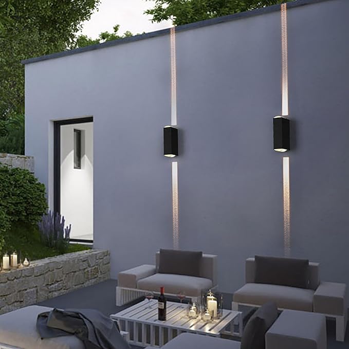 Outdoor Wall Lights, LED Up Down Exterior Lighting Fixtures, IP65 Waterproof Outdoor Light Fixture, 85-265V 20W 3000k Aluminum Porch Light, Modern Patio Wall Light Fixture Black
