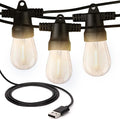Brightech Ambience Pro USB Powered String Lights - 24 Ft Commercial Grade Waterproof String Lights - Outdoor Shatterproof Patio Lights for Camping, Backyard, Porch, Christmas - 1W 12 Bulbs, Warm White