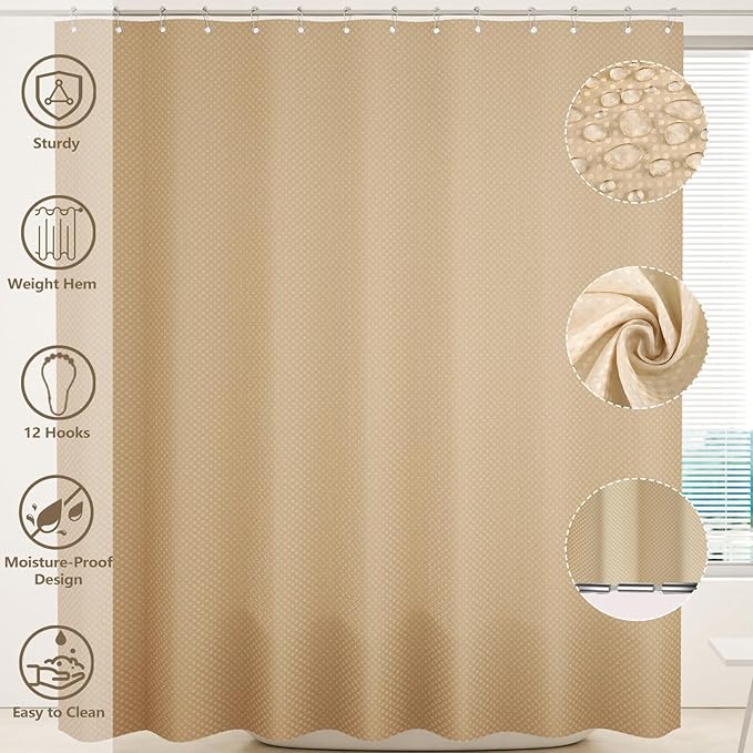 XLHOMO Bathroom Accessories Set - 25PC Bathroom Sets with Shower Curtain and Rugs, Beige Bathroom Set with Trash Can, Soap Dispenser, Soap Dish & Toilet Brush