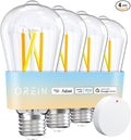 OREiN Smart Edison Light Bulbs with Smart Button, WiFi ST19(58) Vintage Light Bulbs E26 Base, 800lm Dimmable 2700K-6500K Tunable White, Smart Filament Bulb That Work with Alexa, 60W Equivalent, 4Pack