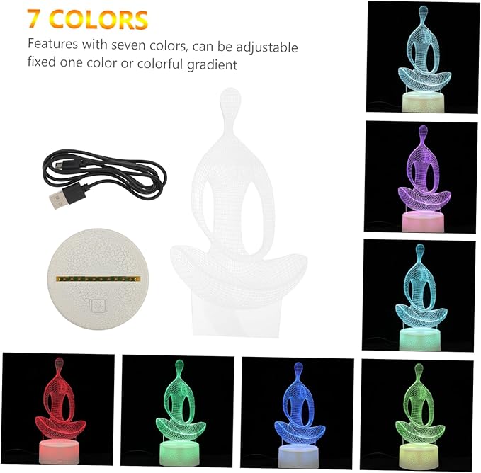 DOITOOL 1set Creative Led Night Control Colorful USB Night Lamp for Yoga Meditation Bedroom Decor and Unique