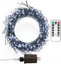 Firecracker Fairy Lights,10FT 100Leds Waterproof Twinkle Lights Plug in,8 Modes Remote String Light for Indoor Outdoor Christmas Wedding Birthday Patio Garden Decor,Green Wire,Cool White