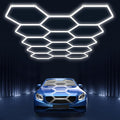 Hexagon led Lights: DIY Ceiling LED Light Hexagon Garage Lights 63070LM for Warehouse Workshop Barbershop Car Care Wash Room Auto Beauty Shop Gym Exhibition Hall 14 Grids without Rectangle Frame 6500K