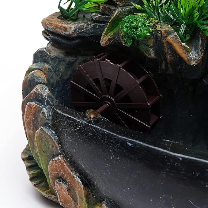 Water Fountains Indoor Waterfall Fountain, Bonsai Desktop Ornament with LED Light, Indoor Water Fountains for Home Office Bedroom Atomizing Humidifier Desk Decoration