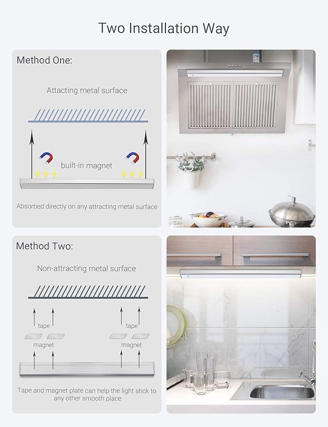 Automatic Wireless 48 LED Kitchen Cabinet Lighting Motion Sensor Rechargeable Closet Light Pantry Light, Closet Lights Battery Operated Kitchen Lighting Under Counter(158lm, 6500k, 15.8inch)