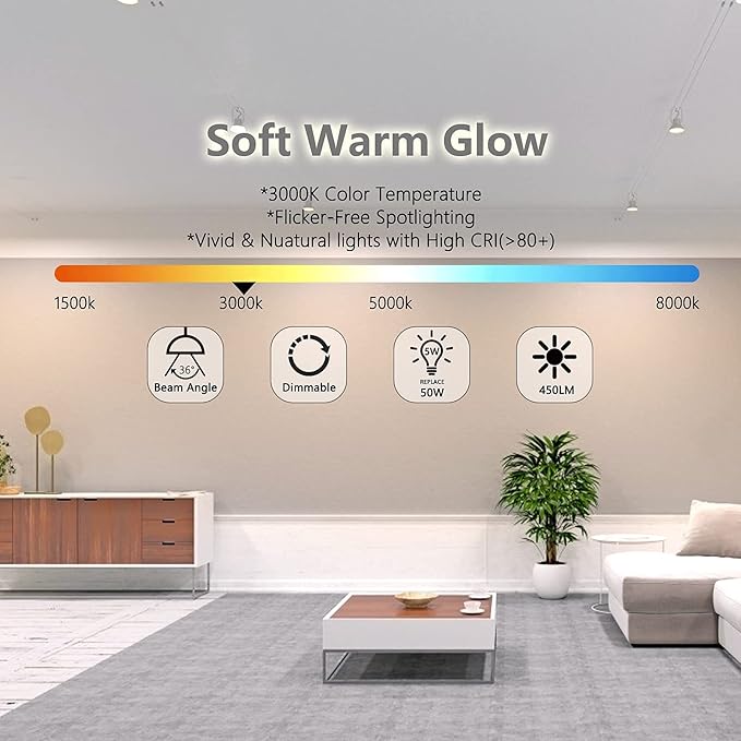 Wixann MR16 LED Bulbs Dimmable, 5W 3000K Soft Warm White, 450LM,12-Volt Gu5.3 Bi-Pin Base, 40 Degree Spot Lighting for Indoor. (10 Pack)