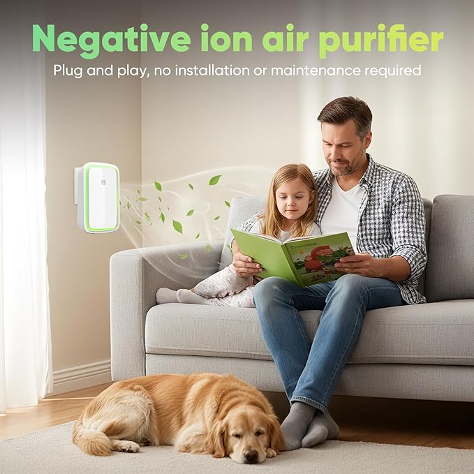 Plug In Air Ionizers Negative Ion Technology Air Purifier for Home & Office, Quiet Negative Ion Air Freshener for Small Rooms, Bedrooms, Living Rooms, 4-Pack