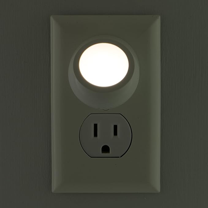 GE Rotating Plug in Night Light, Home Decor, Apartment Essentials, LED Lights for Bedroom, Ambient Lighting, Dusk to Dawn Sensor, Nightlight, Bathroom, Dorm Room, 2 Pack 31533