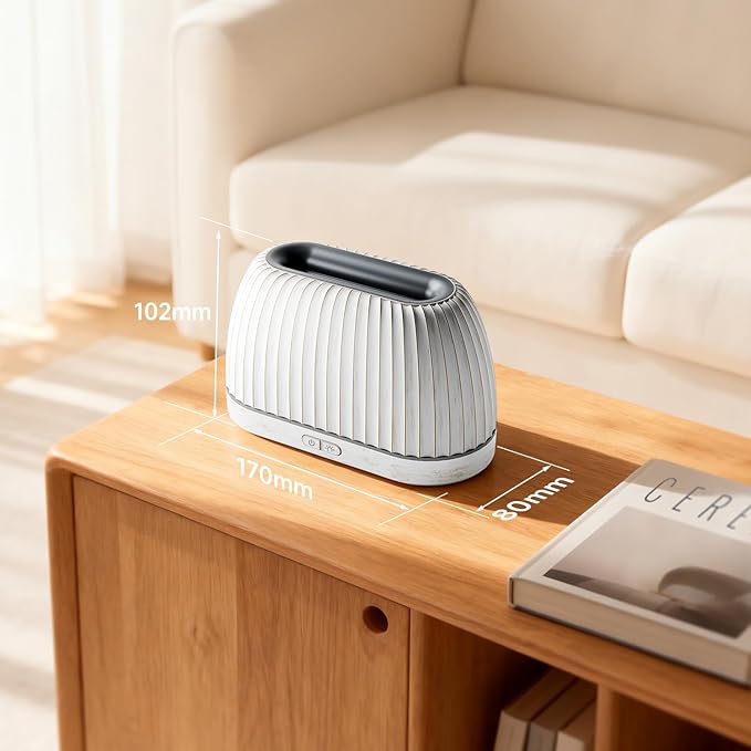 Essential Oil Diffuser, Flame Effect Aromatherapy Diffuser with 7-Color LED Lights & Auto Shut-Off, Ultrasonic Diffusers for Home, 120ml Samll Scent Diffuser for Essential Oils - White