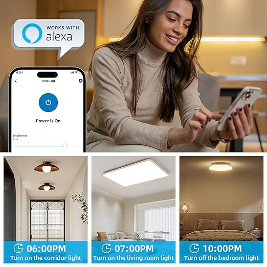 Smart Dimmer Light Switch, Single Pole, Alexa Compatible, No Hub Required, White, Toggle Switch, ON-OFF-ON Operation
