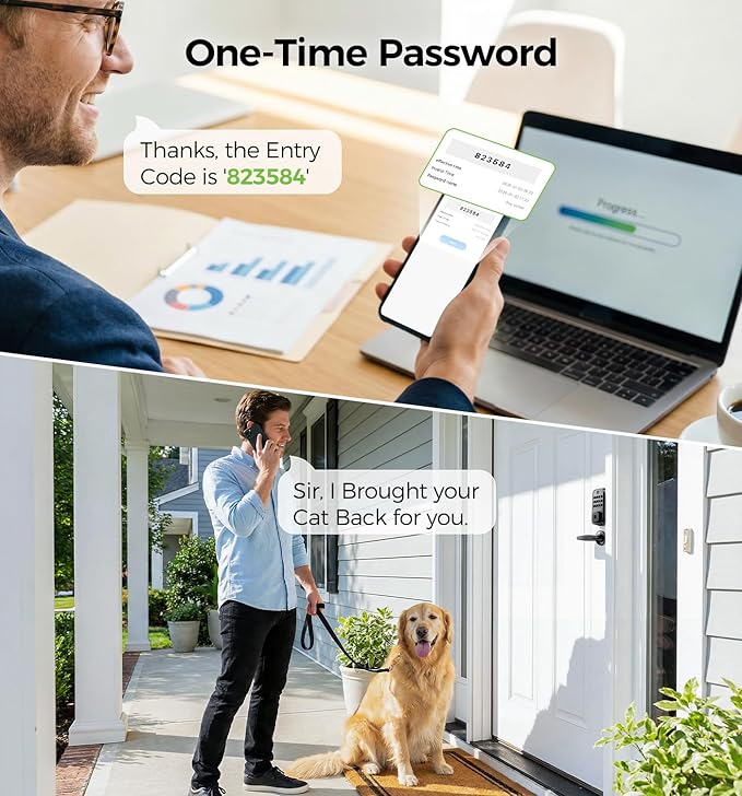 WiFi Smart Door Locks for Front Door Lock Set with 2 Lever, Keyless Entry Keypad Door Lock with Handle, Works with Alexa & Google Assistant, APP Remote Control, Voice & Fingerprint Unlock, AutoLocking