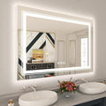 WTTY LED Bathroom Mirror 48"x32" with RGB Backlit and Front Light,Stepless Dimmable LED Mirror for Bathroom,Colored Lighted Bathroom Vanity Mirror,Anti-Fog,Memory Function,Shatter-Proof