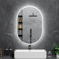 Oval LED Bathroom Mirror, 26"x 38" Frameless LED Mirror with Front Light and Backlit, Anti-Fog, Dimmable Modern Wall Mounted Lighted Mirror，Pill-Shaped Smart Mirror Bathroom