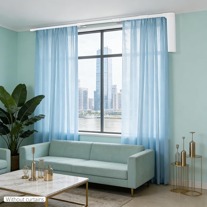 Electric Curtain Track, Retractable Motorized Curtains Rod From 7-10.5ft, Automatic Curtain Opener with Smart/Manual Control, Smart Curtains System for I-Rrail and U-Rail (For 7-10.5ft)