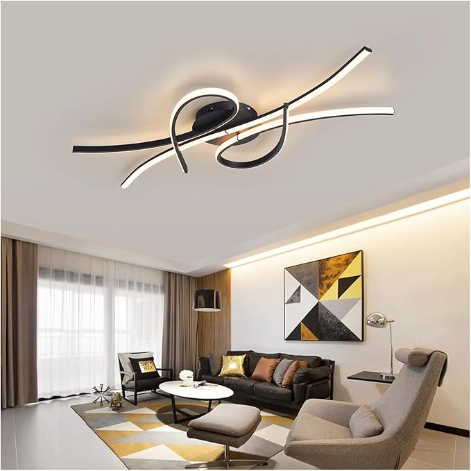 Smart Home Led Pendent Light Living Room Bedroom Study Room Hanging Light Black/Gold Art Decoration Chandelier