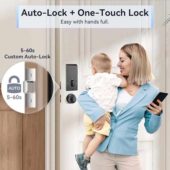 Keyless Entry Door Lock with Handle Set - Built-in WiFi (Oil Rubbed Bronze)