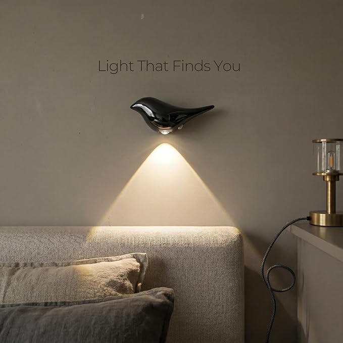 Obsidian Birds Night Lights with Motion Sensor(2-Pack), Rechargeable Battery Operated & Wireless Wall Lights, Home Decor for Living Room, Bedroom, Easter Gift
