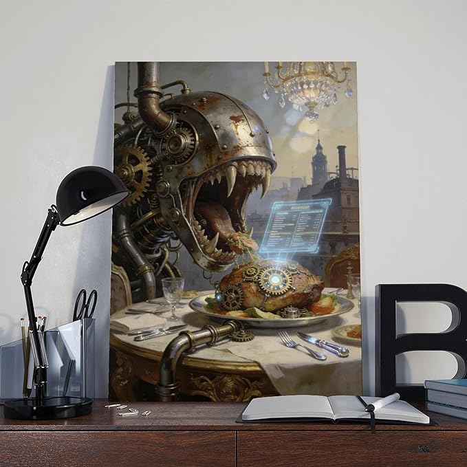 Framed Steampunk Fantasy Wall Art for Living Room And Dining Room Vintage Industrial Decor 08x12inch(20x30cm)