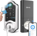 DEVO G8 Smart Lock with Doorbell - 6-in-1 Fingerprint Keyless Entry Deadbolt, Built-in Wi-Fi & APP Control, IP54 Waterproof Auto-Lock for Front Door Security, Easy Install (BHMA Certified)