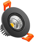 inShareplus 2 Inch LED Downlight, 3W Recessed Lighting COB Dimmable, 3000K Warm White, CRI80, Black Trim, Ceiling Lights with LED Driver, 1 Pack