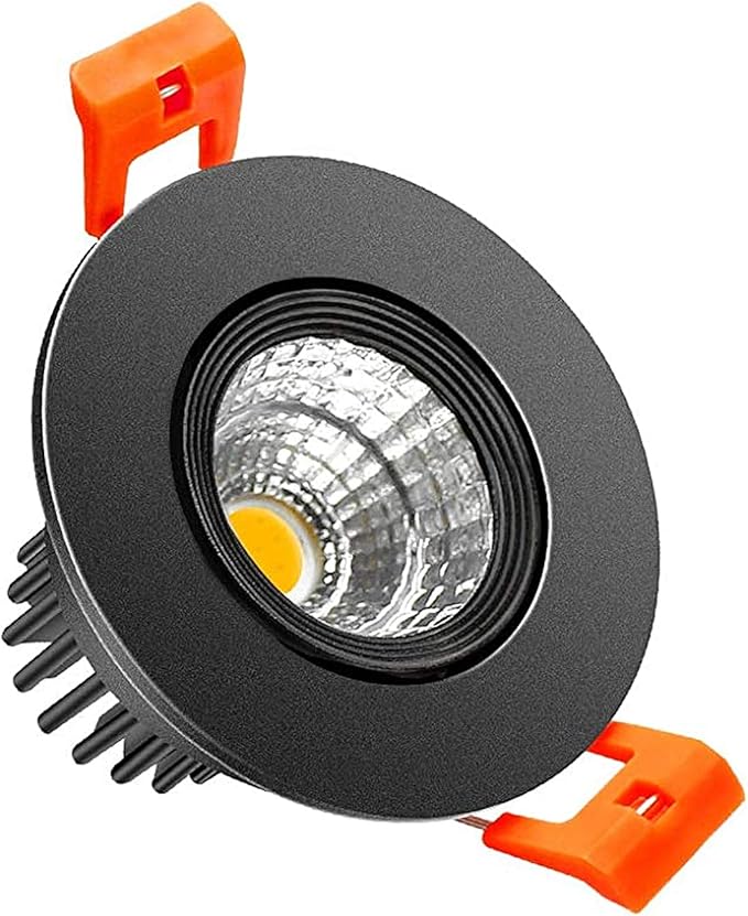 inShareplus 2 Inch LED Downlight, 3W Recessed Lighting COB Dimmable, 5000K Daylight White, CRI80, Black Trim, Ceiling Lights with LED Driver, 1 Pack