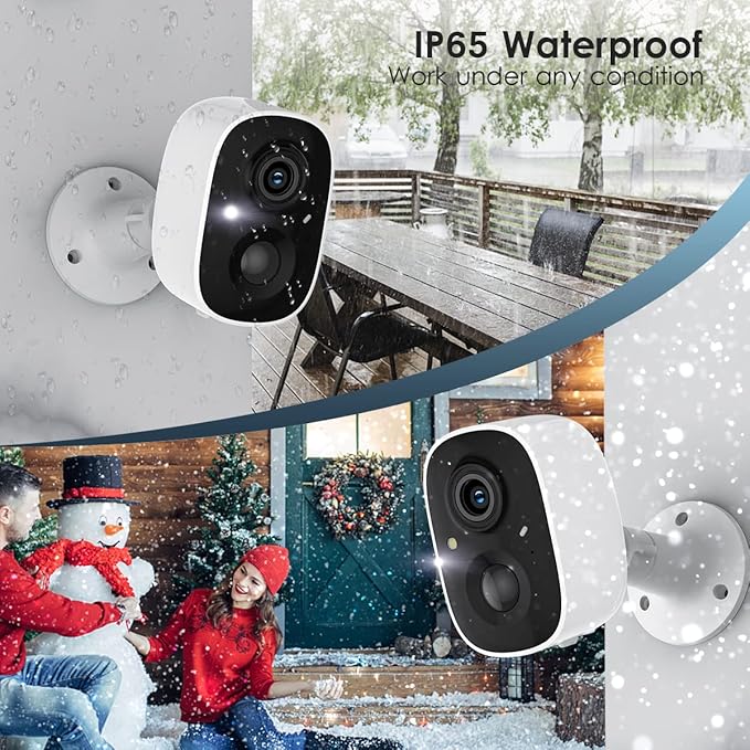 Security Camera Wireless Outdoor, Outdoor Camera Wireless 2-Way Talk Battery Powered Wi-Fi Cameras for Outside and Indoor 2K Night Vision AI Motion Detection Spotlight Siren Alarm IP65 Weatherproof