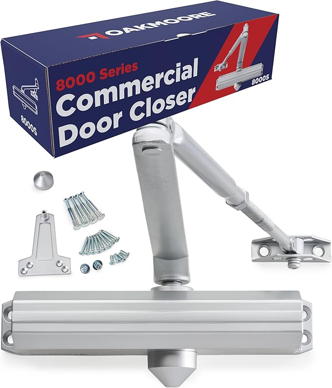 Commercial Heavy Duty Automatic Door Closer, ADA UL Grade 1 Listed Self Closing Door Hinges, Door Closers Commercial High Traffic, Auto Door Closer, Hydraulic Spring Soft Close - Silver