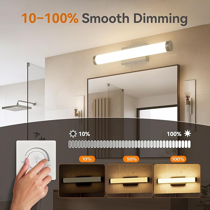 Amico Modern Bathroom Vanity Light Over Mirror 16 inch, Dimmable 5CCT Led Vanity Lights for Bathroom, Black Wall Sconces-ETL Certificated