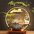 LED Halo Reflux I, Ceramic Zen Ornament with Rain Curtain Flowing Water Waterfall I Sitting, Suitable for Home Office Yoga Meditation Use