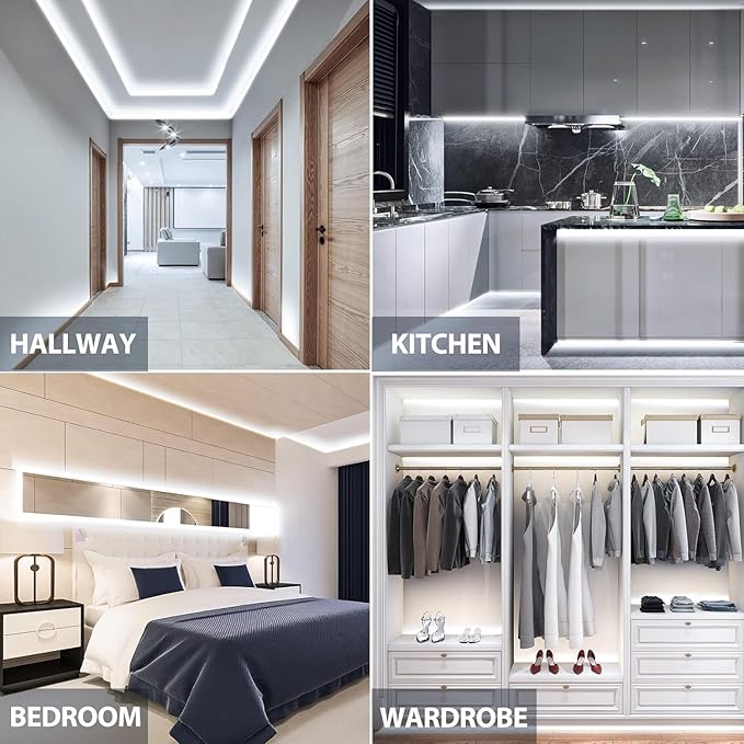 24V COB LED Strip, LED Strip for Bedroom, Touch Dimmable LED Strips, White LED Light Strip, COB Flexible Light for Bedroom Cabinet Vanity Mirror DIY Lighting