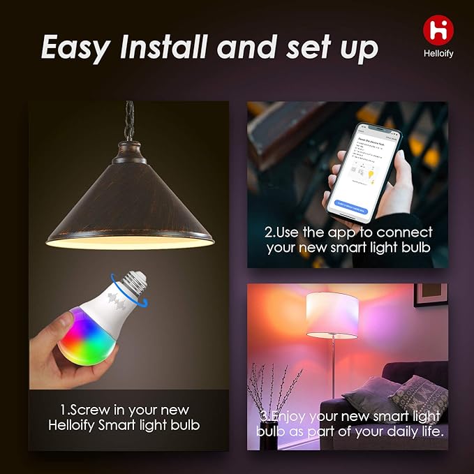 B11 LED Smart, WiFiLight Candelabra Bulb Compatible with Alexa, RGBCW Color Changing, Cool Warm White Dimmable, No Hub Required, 40WEquivalent, RGB2700K-6500K, 2PCS