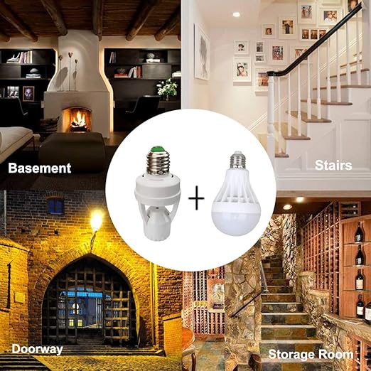 Motion Sensor Light Socket,E26 E27 PIR Motion Screw Bulb Adapter Indoor Use Only, Auto On Off Night Light Control for Garage Basement Porch Storage Room (3 Pack)