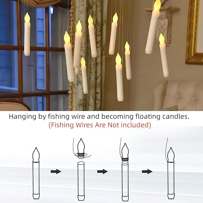 Homemory LED Batteries Operated Taper Candles with Remote, Flickering Light Flameless Taper Window Candle, Set of 12 Warm Yellow Fake Candles for Halloween, Church, Party