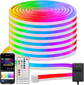 echosari Smart RGBIC LED Strip Lights, 33Ft Neon Rope Lights Work with Alexa and Google Assistant, Neon Strip Lights with Music Sync App/Remote Control, Multiple Modesfor Bedroom DIY Wall Decor