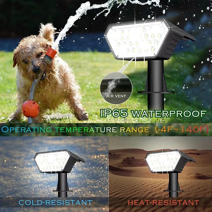 10 Pack Solar Spot Lights Outdoor,Auto On/Off Solar Lights Outdoor Waterproof IP65,2-in-1 Solar Powered Outdoor Landscape Lighting,Solar Lights for Outside Yard Garden Pathway (Cool White)