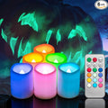 CANDLE IDEA 6 PCS Color Changing Remote Flameless Flickering LED Timer Votive Candles/Colored Battery Operated Tea Light Fake Candle for Outdoor Halloween Pumpkin Easter Christmas Decorations