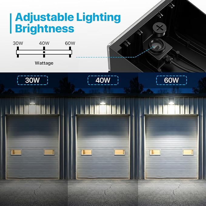 LED Wall Pack Light - 30W/40W/60W Dusk to Dawn Outdoor Lights Not Disturbing Neighbors - 𝟏𝟐𝟎𝐕 5000K IP65 Full Cut Off Down Lights with Photocell for House Yard Barn Garage Porch Warehouse - 2Pack