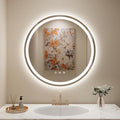 LOVESPEJO 30" Round LED Bathroom Mirror with Lights, Circle LED Mirror for Bathroom, Fogless, Dimmable, 3 Colors Changing, IP54, Shatter-Proof